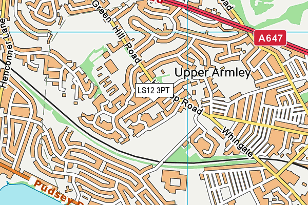 LS12 3PT map - OS VectorMap District (Ordnance Survey)