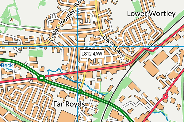 LS12 4AW map - OS VectorMap District (Ordnance Survey)