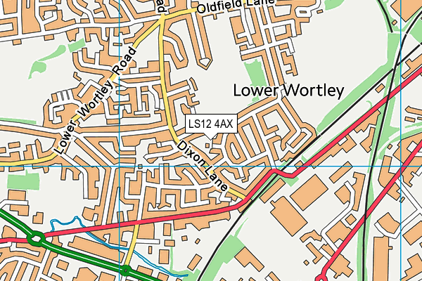 LS12 4AX map - OS VectorMap District (Ordnance Survey)