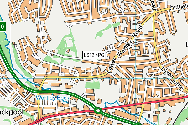 LS12 4PG map - OS VectorMap District (Ordnance Survey)