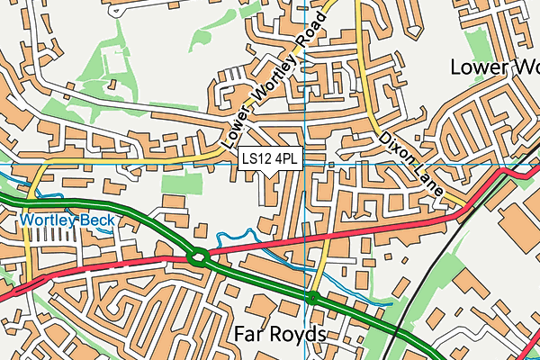 LS12 4PL map - OS VectorMap District (Ordnance Survey)