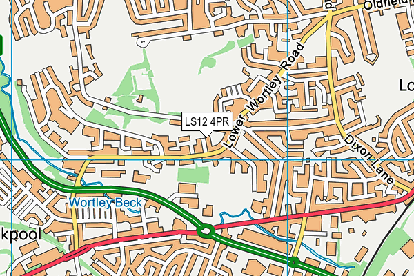 LS12 4PR map - OS VectorMap District (Ordnance Survey)
