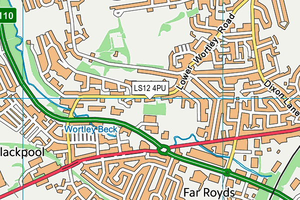 LS12 4PU map - OS VectorMap District (Ordnance Survey)