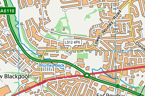 LS12 4PX map - OS VectorMap District (Ordnance Survey)