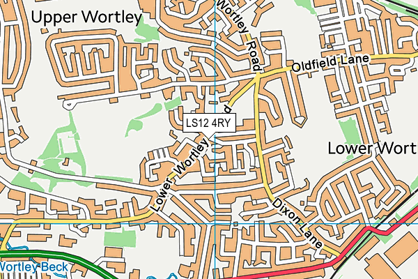 LS12 4RY map - OS VectorMap District (Ordnance Survey)