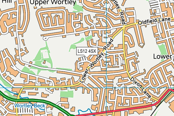 LS12 4SX map - OS VectorMap District (Ordnance Survey)