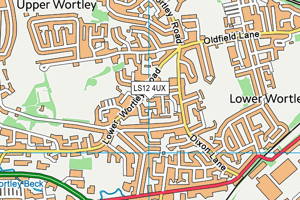 LS12 4UX map - OS VectorMap District (Ordnance Survey)