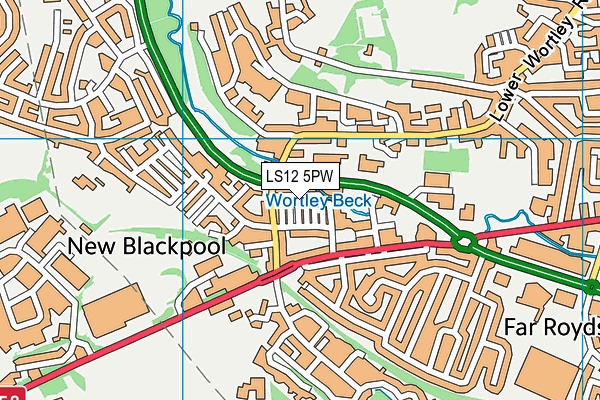 LS12 5PW map - OS VectorMap District (Ordnance Survey)