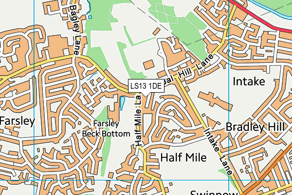 LS13 1DE map - OS VectorMap District (Ordnance Survey)