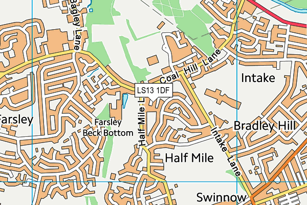 LS13 1DF map - OS VectorMap District (Ordnance Survey)