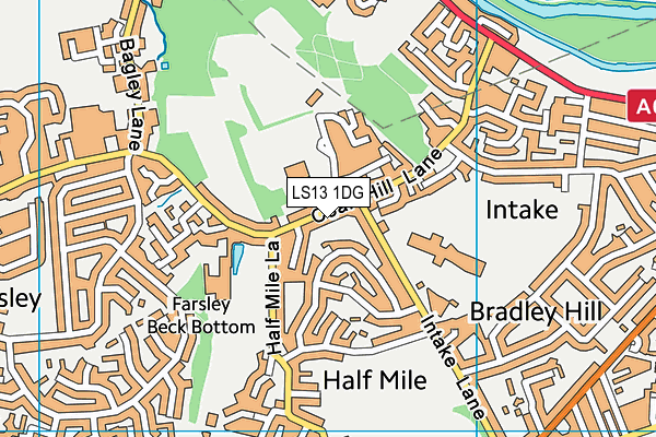 LS13 1DG map - OS VectorMap District (Ordnance Survey)