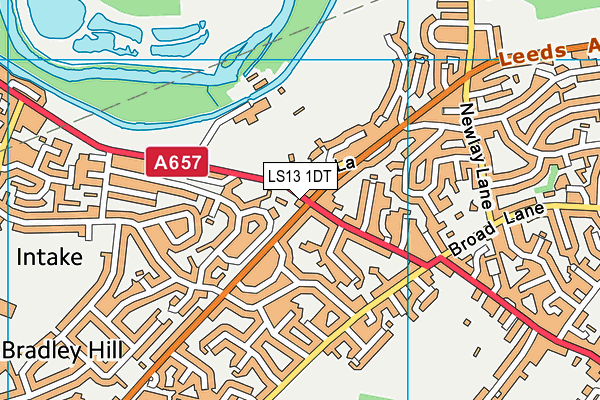 LS13 1DT map - OS VectorMap District (Ordnance Survey)