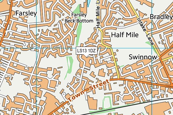 LS13 1DZ map - OS VectorMap District (Ordnance Survey)