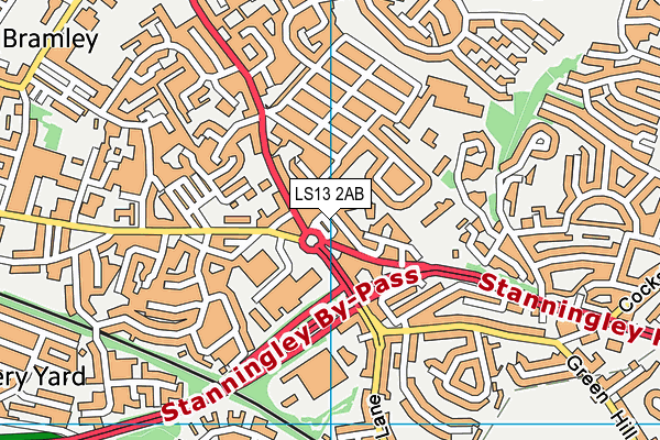 LS13 2AB map - OS VectorMap District (Ordnance Survey)
