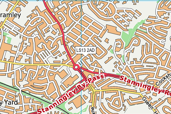 LS13 2AD map - OS VectorMap District (Ordnance Survey)