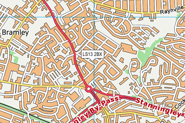 LS13 2BX map - OS VectorMap District (Ordnance Survey)