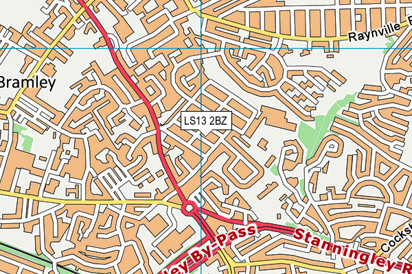 LS13 2BZ map - OS VectorMap District (Ordnance Survey)