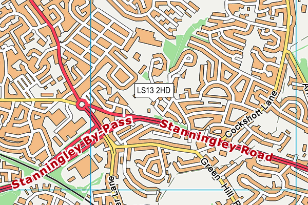 LS13 2HD map - OS VectorMap District (Ordnance Survey)