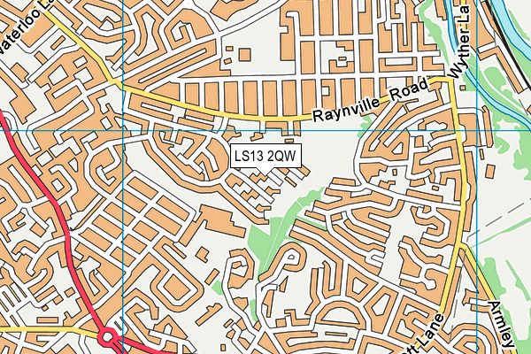 LS13 2QW map - OS VectorMap District (Ordnance Survey)