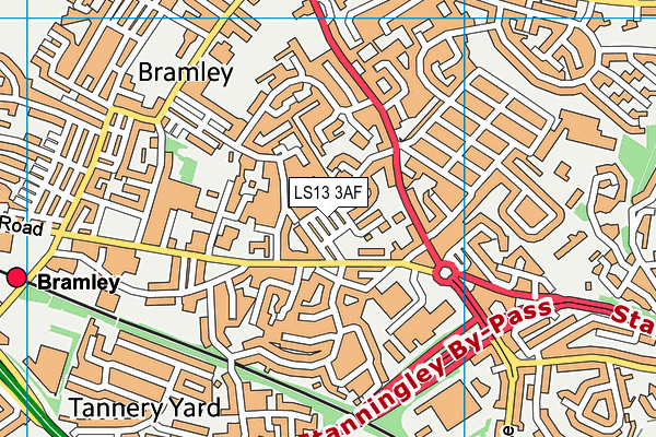 LS13 3AF map - OS VectorMap District (Ordnance Survey)