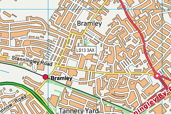 LS13 3AX map - OS VectorMap District (Ordnance Survey)