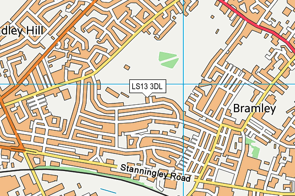 LS13 3DL map - OS VectorMap District (Ordnance Survey)