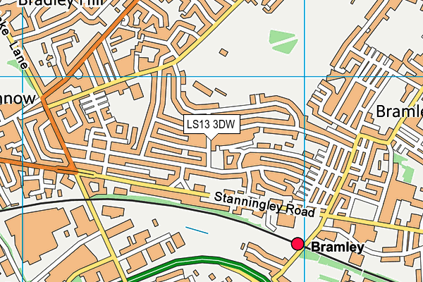 LS13 3DW map - OS VectorMap District (Ordnance Survey)