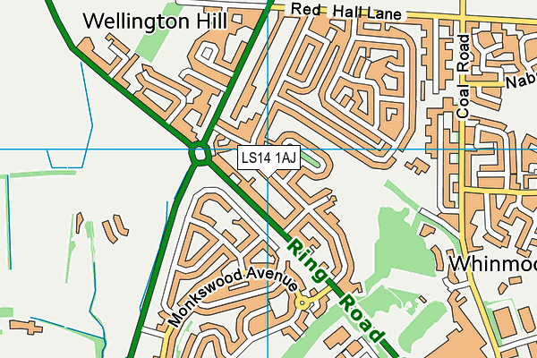 LS14 1AJ map - OS VectorMap District (Ordnance Survey)