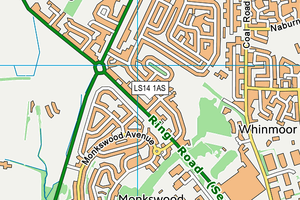 LS14 1AS map - OS VectorMap District (Ordnance Survey)