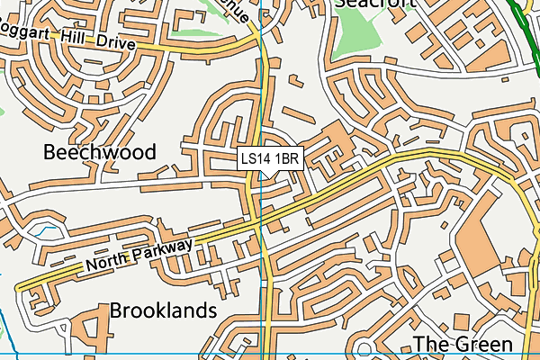LS14 1BR map - OS VectorMap District (Ordnance Survey)