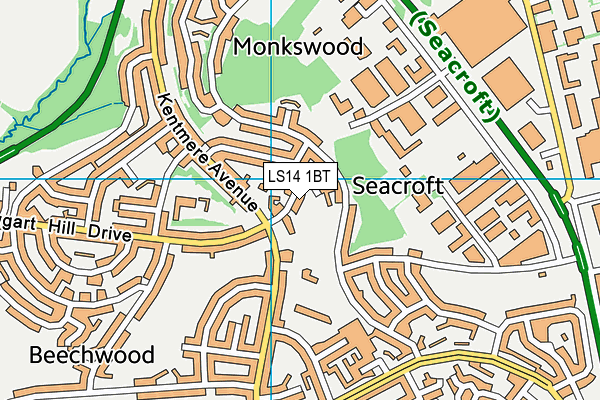 LS14 1BT map - OS VectorMap District (Ordnance Survey)