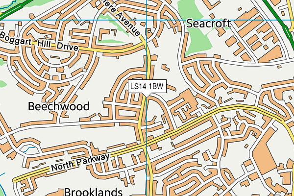 LS14 1BW map - OS VectorMap District (Ordnance Survey)