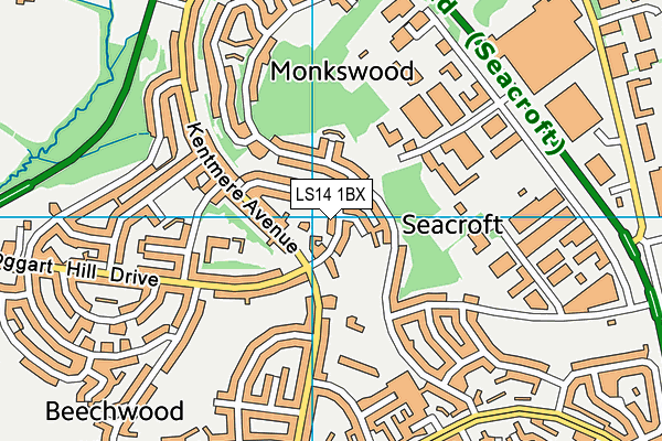 LS14 1BX map - OS VectorMap District (Ordnance Survey)