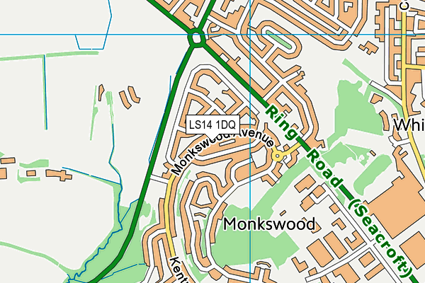 LS14 1DQ map - OS VectorMap District (Ordnance Survey)
