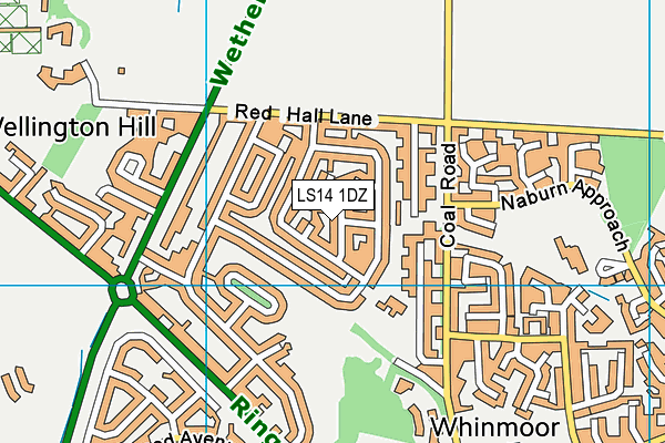 LS14 1DZ map - OS VectorMap District (Ordnance Survey)