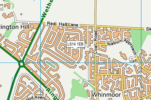 LS14 1EB map - OS VectorMap District (Ordnance Survey)