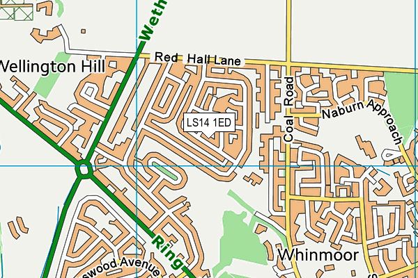 LS14 1ED map - OS VectorMap District (Ordnance Survey)