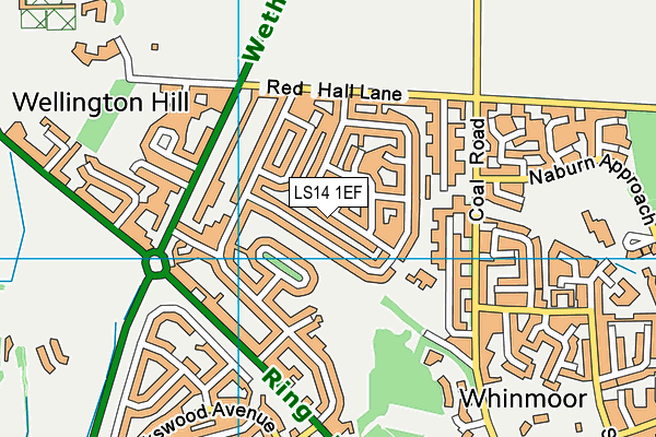 LS14 1EF map - OS VectorMap District (Ordnance Survey)