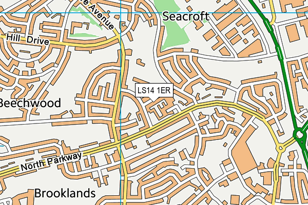 LS14 1ER map - OS VectorMap District (Ordnance Survey)