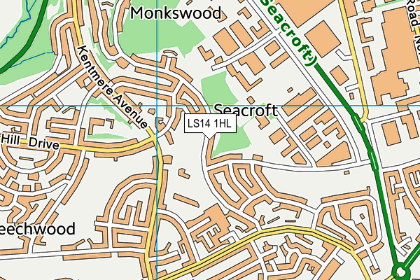 LS14 1HL map - OS VectorMap District (Ordnance Survey)