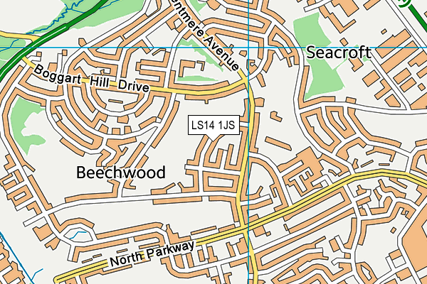 LS14 1JS map - OS VectorMap District (Ordnance Survey)