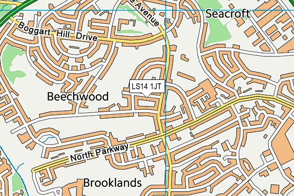 LS14 1JT map - OS VectorMap District (Ordnance Survey)