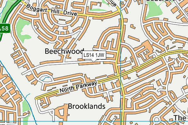 LS14 1JW map - OS VectorMap District (Ordnance Survey)