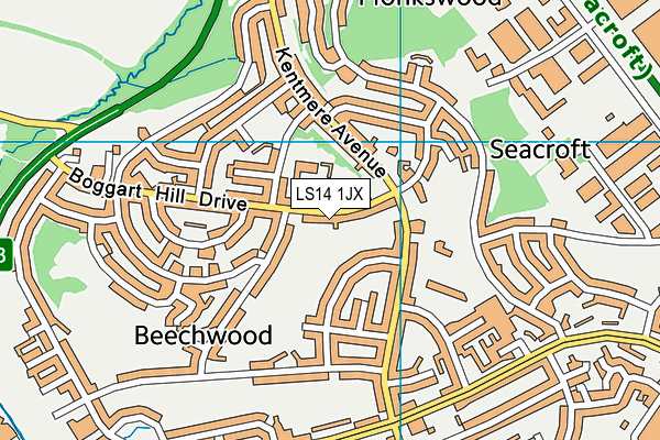 LS14 1JX map - OS VectorMap District (Ordnance Survey)