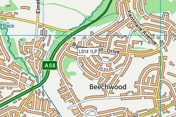 LS14 1LP map - OS VectorMap District (Ordnance Survey)