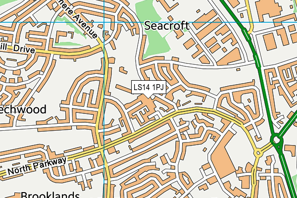 LS14 1PJ map - OS VectorMap District (Ordnance Survey)