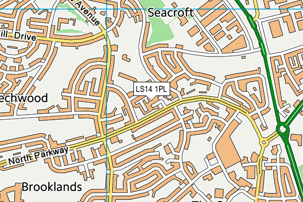 LS14 1PL map - OS VectorMap District (Ordnance Survey)