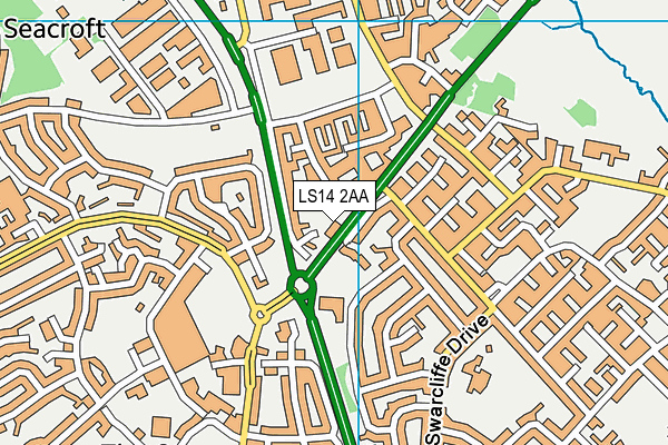 LS14 2AA map - OS VectorMap District (Ordnance Survey)