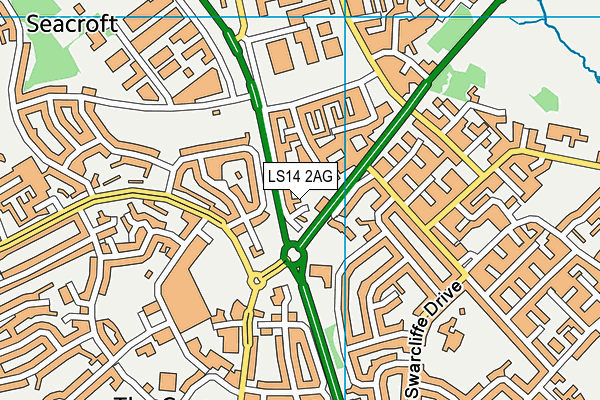 LS14 2AG map - OS VectorMap District (Ordnance Survey)