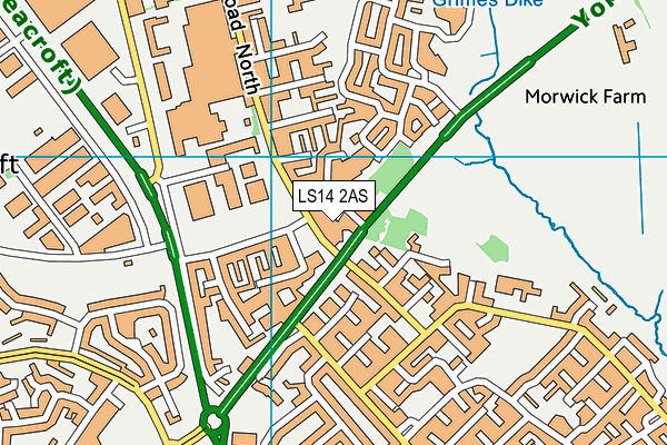 LS14 2AS map - OS VectorMap District (Ordnance Survey)